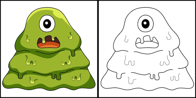 Monster slime página para colorear ilustración coloreada