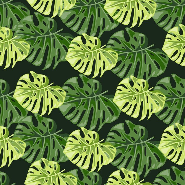 Monstera deja un patrón sin costuras Plantas exóticas de la selva papel tapiz sin fin Fondo de hoja Fondo floral de la selva tropical hawaiana