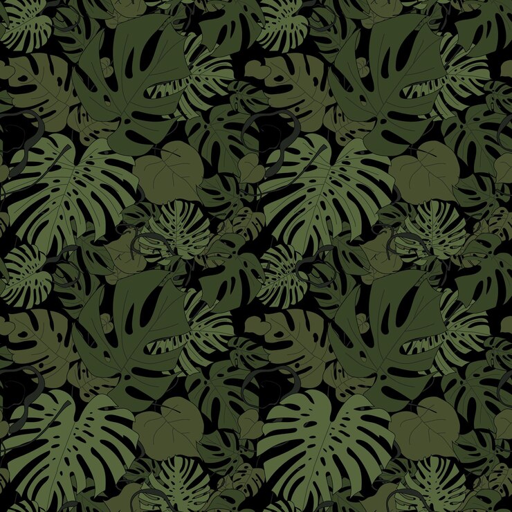 Vector monstera deja patrones sin fisuras en una ilustración de vector de fondo negro