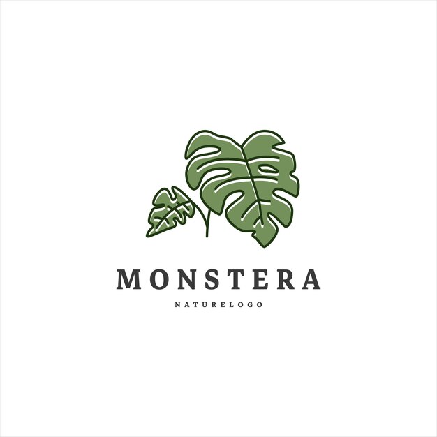 Monstera deliciosa icono vintage logo diseño ilustración 2