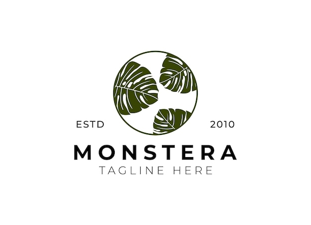 Monstera logo diseño símbolo vector plantilla