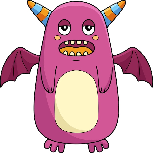 Monstruo con alas de dibujos animados de color Clipart