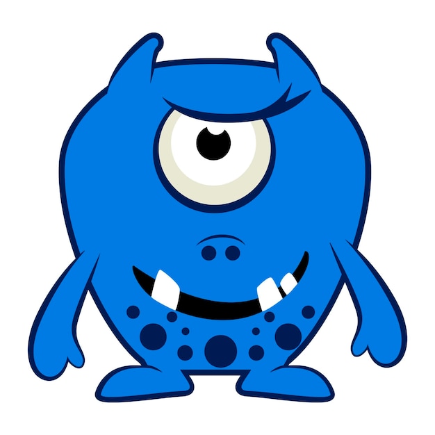 Monstruo azul de dibujos animados Ilustración de vector de Halloween de monstruo azul Etiqueta engomada del bebé