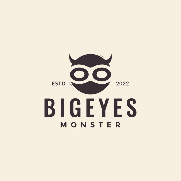 Vector monstruo de cabeza mínimo con ojos grandes diseño de logotipo vector gráfico símbolo icono ilustración idea creativa