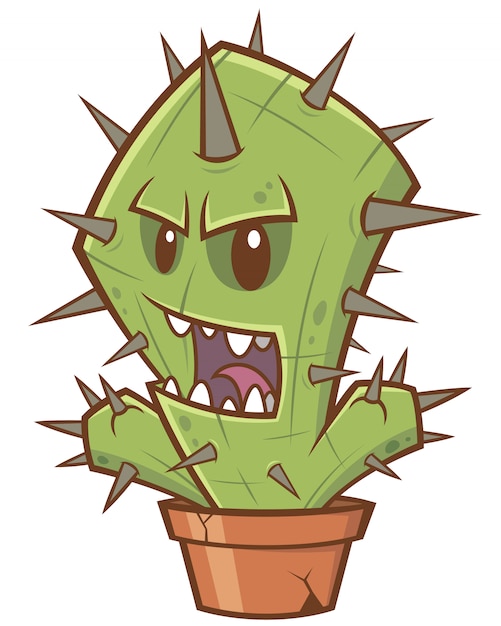 Monstruo de cactus de dibujos animados