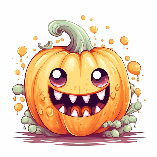 Monstruo de calabaza de dibujos animados Feliz Halloween Vector