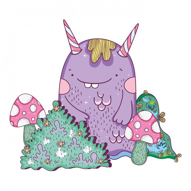 Monstruo de cuento de hadas en el paisaje.