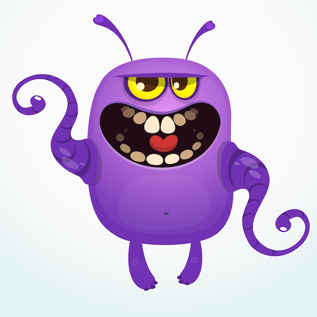 Monstruo de dibujos animados enojado gritando Expresión de monstruo enojado Grito Ilustración vectorial de Halloween
