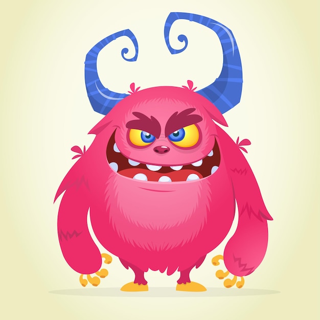 Monstruo de dibujos animados enojado Ilustración vectorial de Halloween aislada