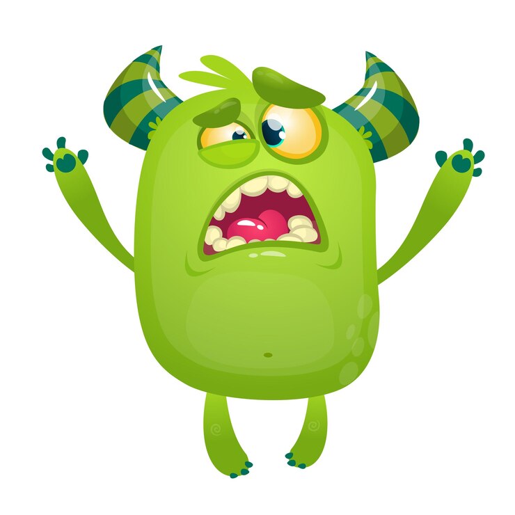 Vector monstruo de dibujos animados enojado ilustración vectorial de monstruo gracioso con expresión aterradora