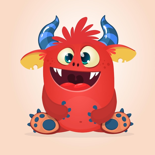 Monstruo de dibujos animados feliz Vector divertido diablo ilustración