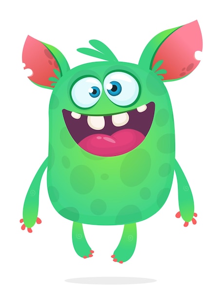 Monstruo divertido de dibujos animados sosteniendo pancarta vacía o hoja de papel