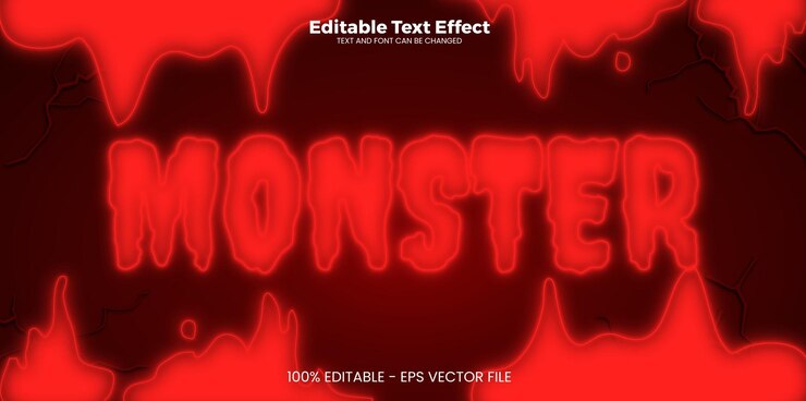 Vector monstruo efecto de texto editable en el estilo de la tendencia moderna