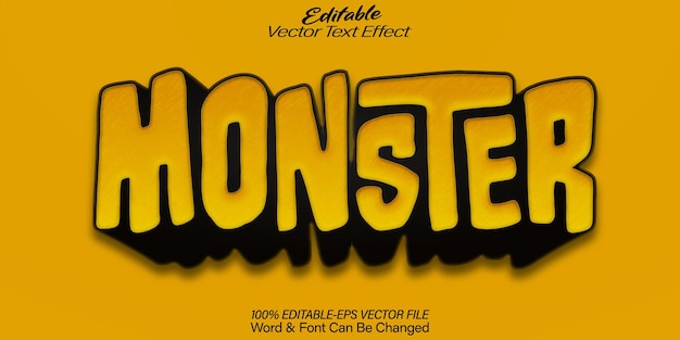 Monstruo efecto de texto vectorial editable alfabeto amarillo espeluznante aterrador divertido lindo