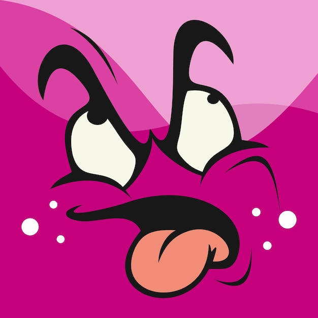 Monstruo expresión cara vector lindo dibujos animados monstruo perezoso pensamiento monstruo plano ilustración