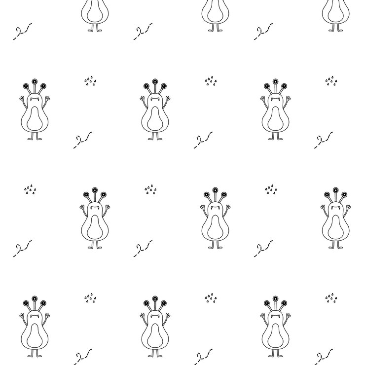 Vector monstruo halloween de patrones sin fisuras lindos personajes de dibujos animados en estilo escandinavo dibujado a mano simple vector infantil divertido garabato ilustración ropa de bebé textiles tela papel tapiz