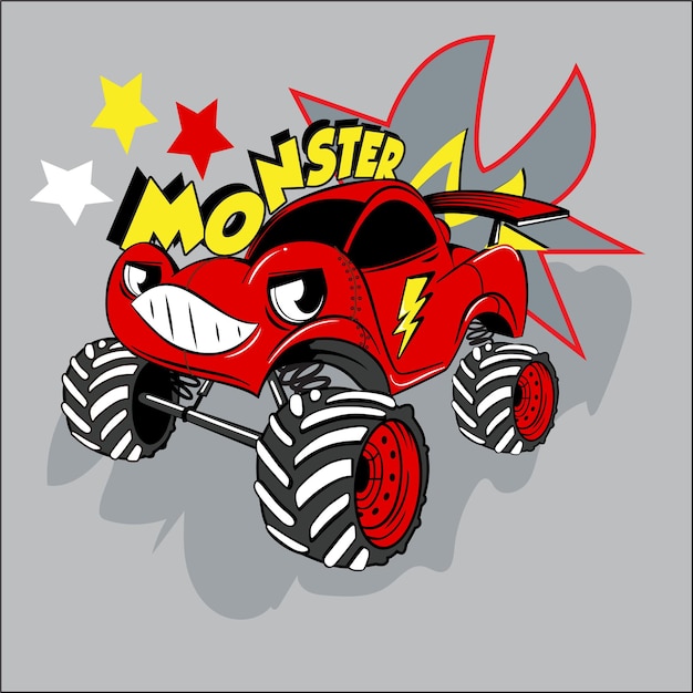 Vector monstruo hunrry alcanzando alcanzando coche vector clip art diseño t shir