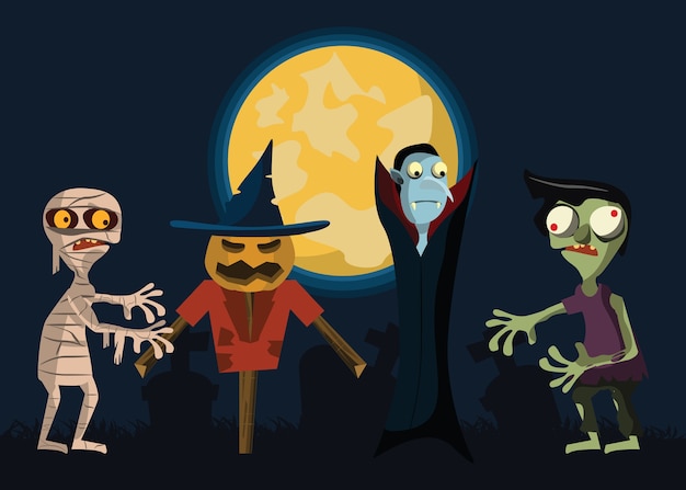 Monstruo en ilustración vectorial de halloween