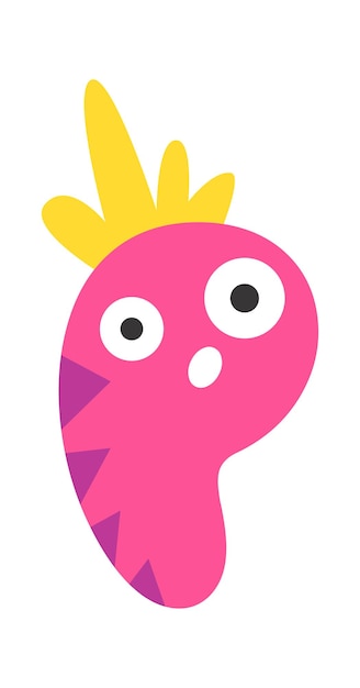 Monstruo infantil letra P Ilustración vectorial