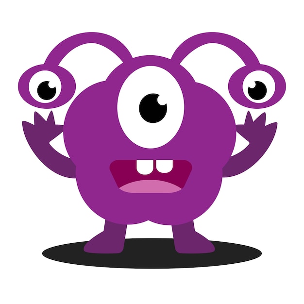 Monstruo lindo de dibujos animados kawaii personaje gracioso adecuado para diseño plano ilustración gráfica clip art
