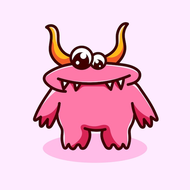 Monstruo Mascota Dibujos Animados Vector Diseño Plano Linda Sonrisa Expresión