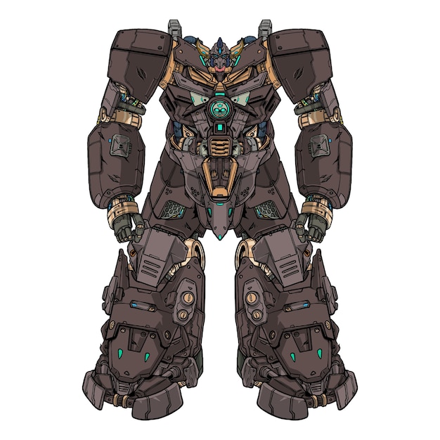 monstruo mecha robot construido por cabeza brazo cuerpo pierna arma ilustración vector premium
