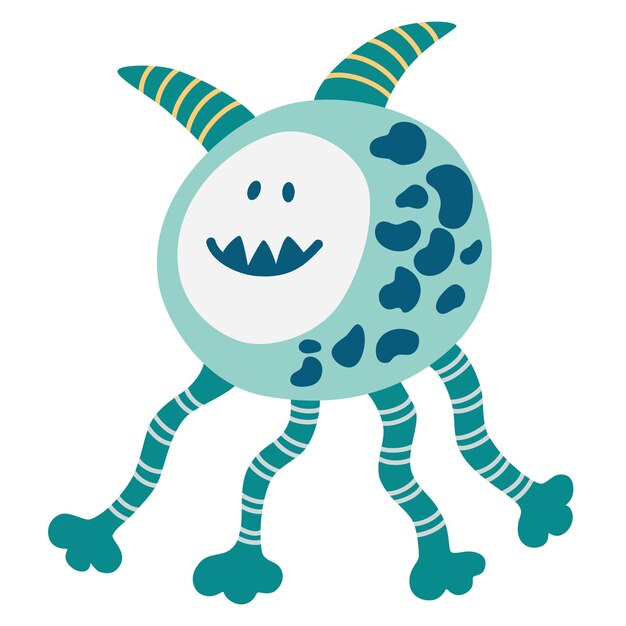 Monstruo Monstruo espacial lindo para niños y juguetes Divertido personaje brillante en un estilo de garabato de dibujos animados dibujados a mano Ideal para empaquetar juegos rompecabezas laberintos Ilustraciones de dibujos animados vectoriales