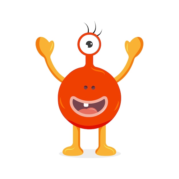 Monstruo naranja con un ojo ilustración de vector de personaje de dibujos animados lindo para niños