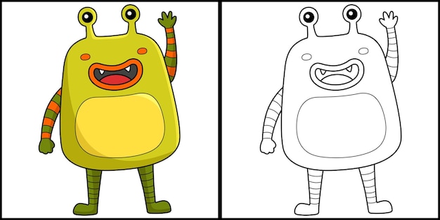 Monstruo robot página para colorear ilustración coloreada