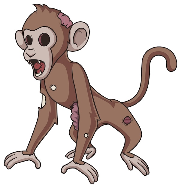 Un monstruo zombi espeluznante en una ilustración de dibujos animados