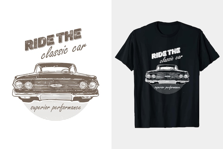 Monta el coche clásico Diseño de camiseta vintage Coches retro americanos impresión gráfica vectorial en blanco y negro
