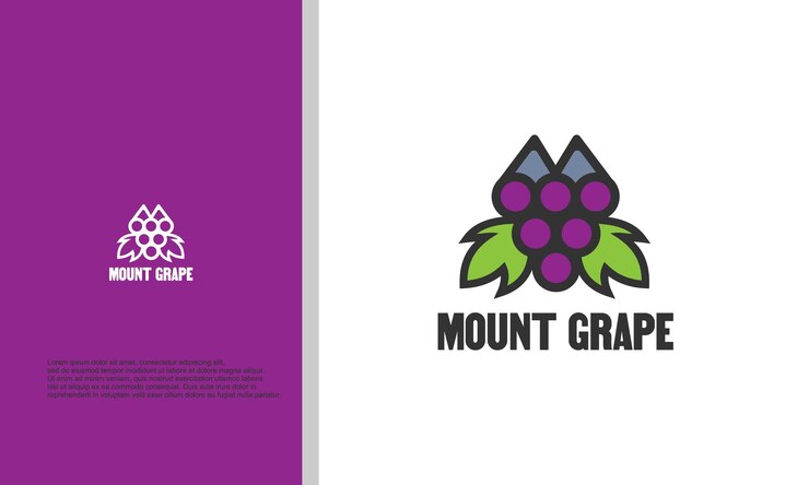 Vector montaje combinado con ilustración de diseño de logotipo de uva