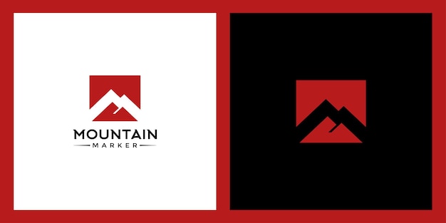 Montaña abstracta con diseño de logotipo cuadrado