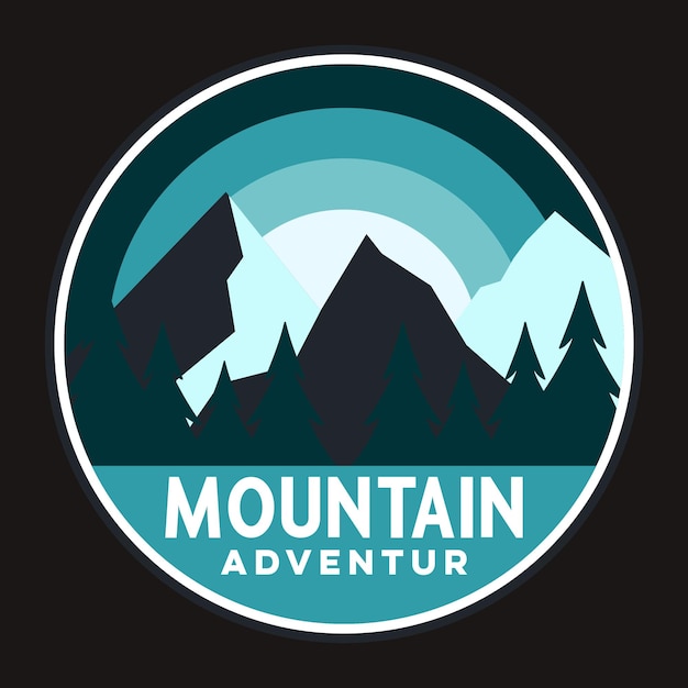 Vector montaña aventura al aire libre etiqueta vector ilustración retro vintage insignia etiqueta y camiseta de
