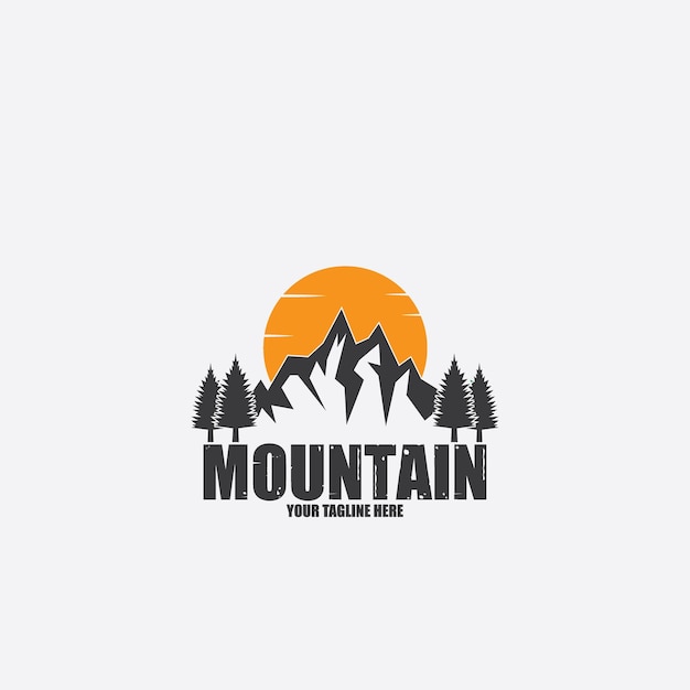 Montaña aventura paisaje icono vector ilustración plantilla diseño logo