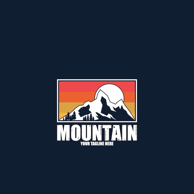 Montaña aventura paisaje icono vector ilustración plantilla diseño logo