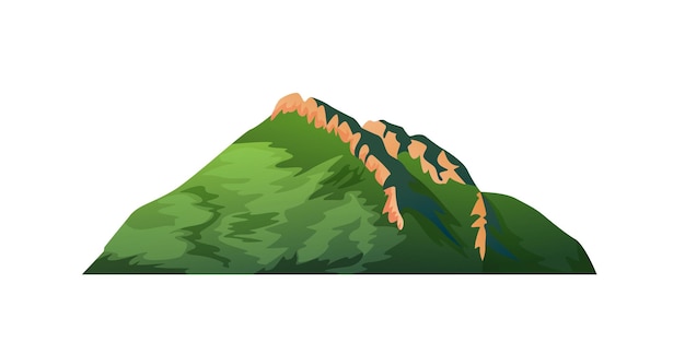 Vector montaña con bosque verde y cresta en pico