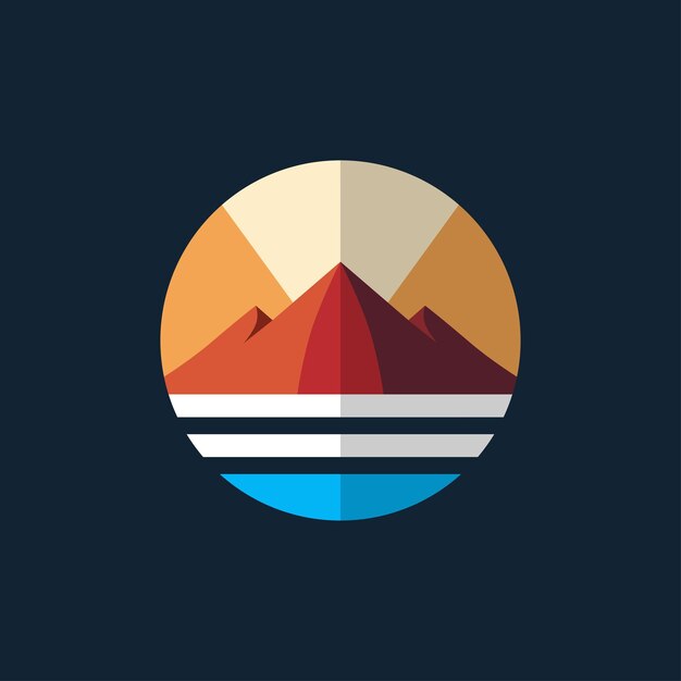 Montaña círculo logo vector ilustración diseño plano aislado fondo blanco