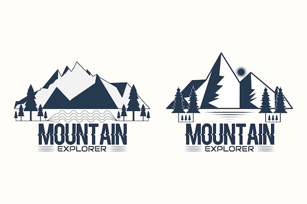 montaña explorar silueta vector logo