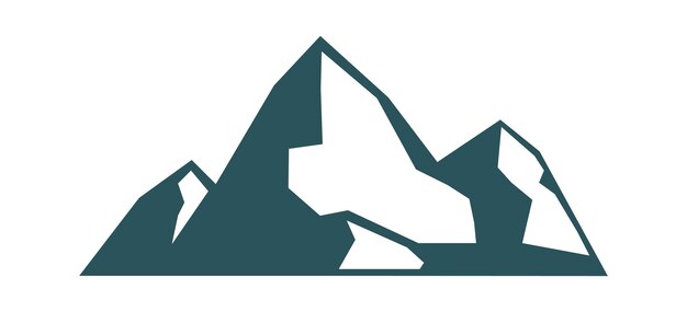 La montaña forma el logotipo del campamento de viaje del vector de la silueta rocosa