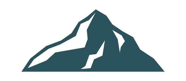 La montaña forma el logotipo del campamento de viaje del vector de la silueta rocosa