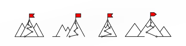 Montaña con icono de bandera sobre ilustración blanca