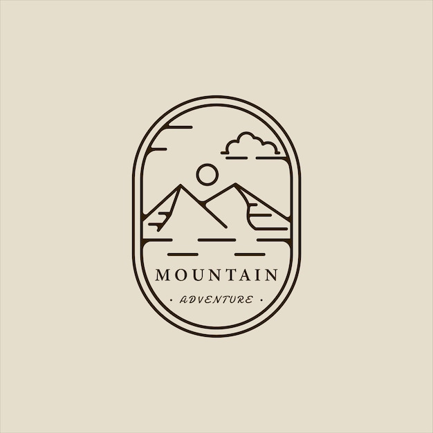 montaña línea arte simple emblema logo vector ilustración plantilla icono diseño gráfico