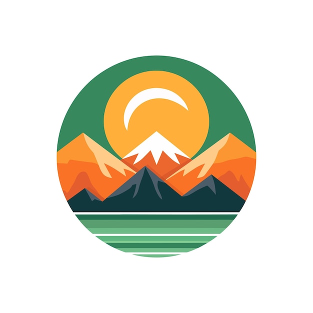 Montaña con logo de sol