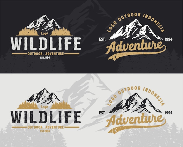 Montaña logo vintage para camiseta pegatina aventura al aire libre