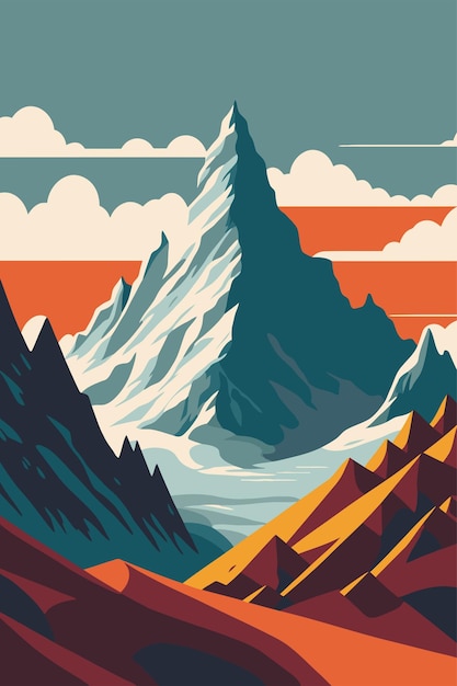 Vector montaña matterhorn alpes suizos paisaje en europa suiza vector
