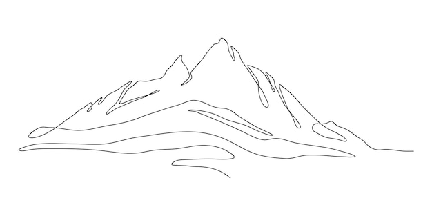 Montaña mínima en una línea de arte continua monturas escénicas de moda de fondo de arte de pared