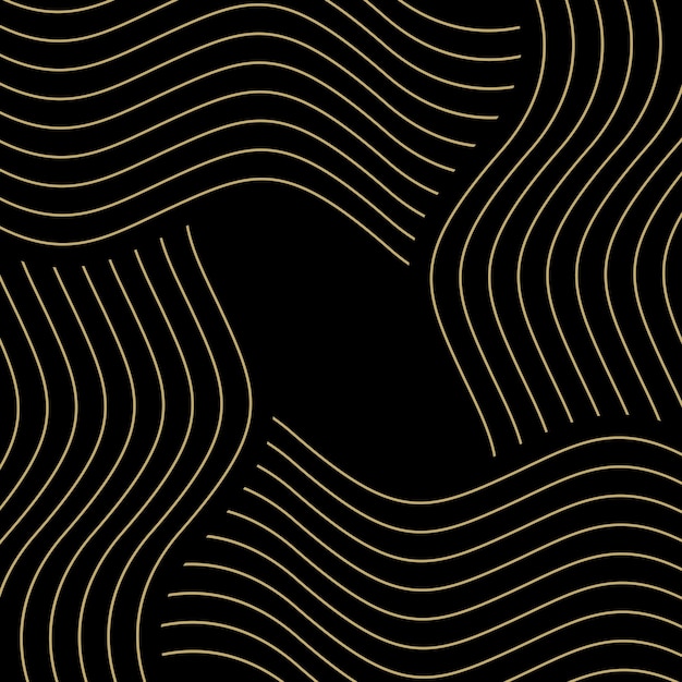 Montaña del paisaje del arte abstracto del vector con los pájaros y la puesta del sol del amanecer por la textura del arte de la línea dorada