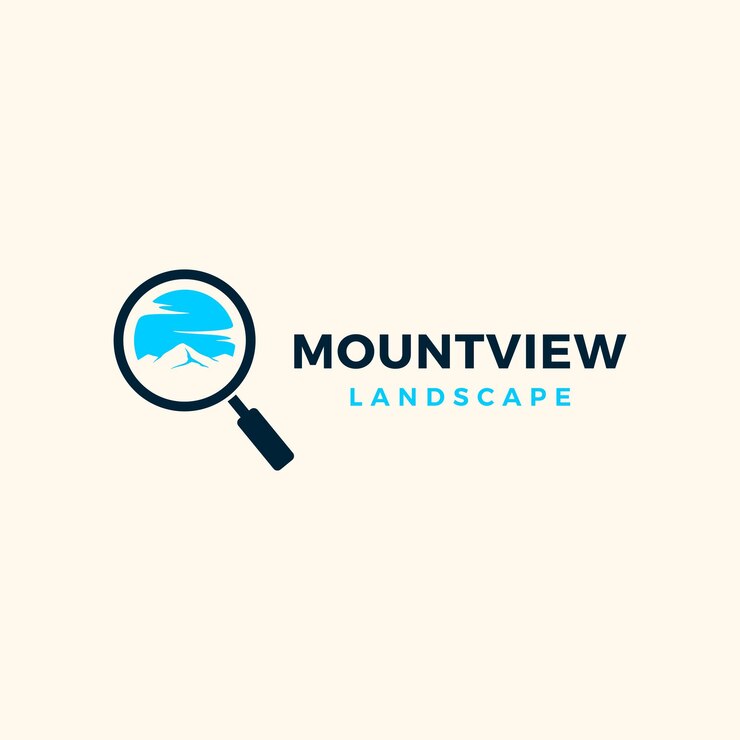 Vector montaña y un paisaje de cielo azul en la ilustración de vector de diseño de logotipo de lup