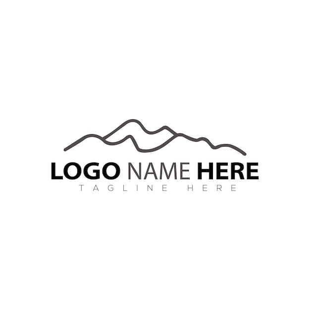montaña redonda gris sobre fondo blanco logotipo ilustración vector arte
